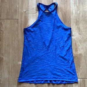 Open back blue lulu tank